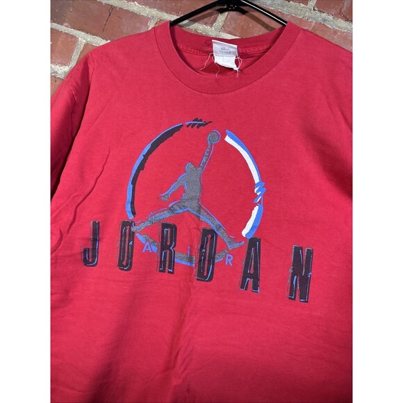 Vintage 90s Nike Air Jordan Shirt Original Jumpman Logo Red USA Made Sz Medium - Picture 4 of 6